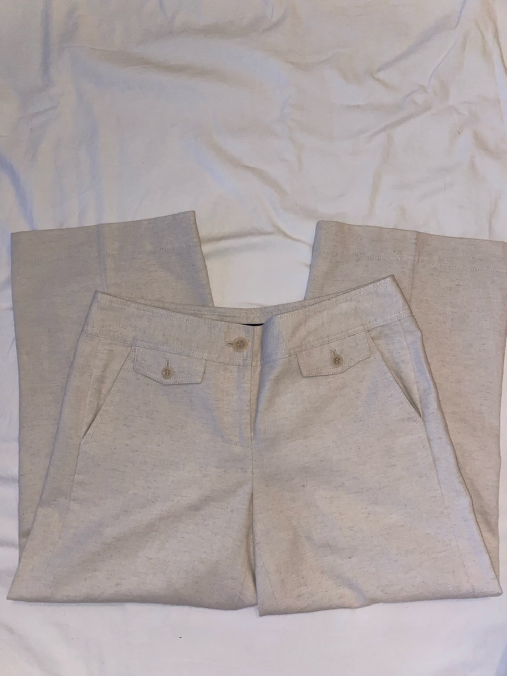 Cropped Ankle Pants in Light Beige